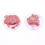 PVC Plastic with Resin Cabochons, DIY for Bobby pin Accessories, Flat Round with Fruit, Red, 26.5x3.5mm(KY-CJC0004-04A)