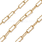 304 Stainless Steel Wavy Rectangle Link Chains, Unwelded, with Card Paper, Golden, 6x2.5x0.5mm(CHS-C023-02A-G)