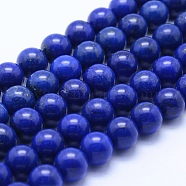 Natural Lapis Lazuli Beads Strands, Grade AA, Round, 10mm, Hole: 1mm, about 39pcs/strand, 15.7 inch(40cm)(G-P342-01-10mm-AA)