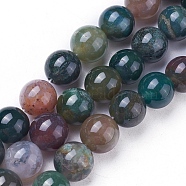 Natural Indian Agate Round Beads Strands, 10mm, Hole: 1mm, about 38pcs/strand, 14.8 inch(G-N0120-06-10mm)