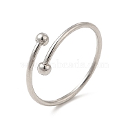 304 Stainless Steel Wire Wrapped Open Cuff Ring for Women, Stainless Steel Color, US Size 7 3/4(17.9mm)(RJEW-E066-12P)