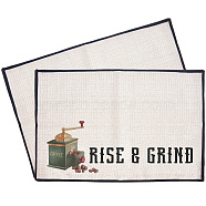 Coffee Theme Cotton and Linen Cup Mats, Daily Supplies, Rectangle with Word, Word, 350x500mm(AJEW-WH0201-011)