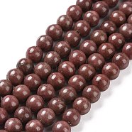 Natural Rhodonite Round Bead Strands, 6mm, Hole: 1mm, about 68pcs/strand, 15.7 inch(G-J302-10-6mm)