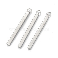 304 Stainless Steel Pendants, Cuboid, Stainless Steel Color, 28x3x2mm, Hole: 1.8mm(STAS-Z034-17J-P)