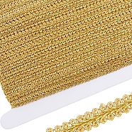 25 Yards Metallic Lace Trims, Centipede Lace Ribbon, with 1Pc Cardboard Display Cardfor Sewing Decoration, Gold, 1/4 inch(7mm)(OCOR-GF0003-22)