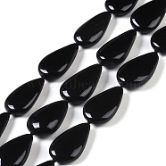 Natural Black Gemstone Beads Strands, Teardrop, 23~27.5x14~16x6~7mm, Hole: 1mm, about 15pcs/strand, 16.14''(41cm)(G-Q164-B01-03)