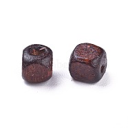 Dyed Natural Wood Beads, Cube, Nice for Children's Day Necklace Making, Lead Free, Coconut Brown, 5mm, Hole: 1.5mm, about 930pcs/50g(X-WOOD-S616-1-LF)