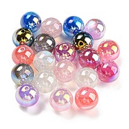 Iridescent Acrylic Beads, with Glitter Powder, Round, Mixed Color, 14x13.5mm, Hole: 2mm(MACR-F078-02C)