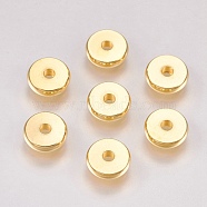 201 Stainless Steel Spacer Beads, Flat Round, Real 18k Gold Plated, 8x2mm, Hole: 2mm(STAS-G173-02G)