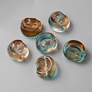 Transparent Glass Beads, Moon with Star, Colorful, 14x12x6mm, Hole: 1.2mm(GLAA-TAC0020-05D)