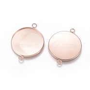 201 Stainless Steel Cabochon Connector Settings, Plain Edge Bezel Cups, Flat Round, Rose Gold, Tray: 30mm, 42x32x2mm, Hole: 3mm(X-STAS-F191-15RG-J)