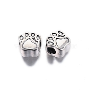 Tibetan Style Alloy European Beads, Large Hole Beads, Cadmium Free & Lead Free, Dog Paw Print, Antique Silver, 11x10.5x7mm, Hole: 4mm, about 358pcs/1000g(TIBE-S314-80AS-RS)