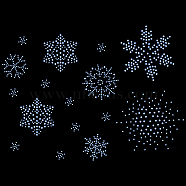 Snowflake Shape Hotfix Rhinestone, Glass Rhinestone, Costume Accessories, Sewing Craft Decoration, Light Sapphire, 75x100x1.5mm, Snowflake: 13~86x12~73mm(DIY-WH0399-76B)