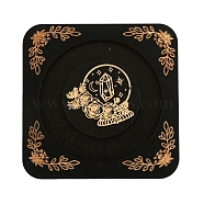 Square Wooden Bracelet Display Tray, Decorative Bangle Tray, Flower, 9.5x9.5x0.95cm(PW-WG19522-01)