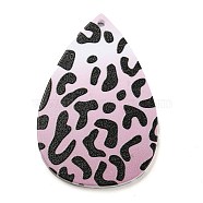 Opaque Acrylic Pendants, Teardrop with Leopard Pattern, Thistle, 44.5x30x2.5mm, Hole: 1.8mm(SACR-P026-A03)