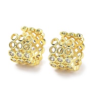 Brass Micro Pave Cubic Zirconia Cuff Earrings for Women, Real 18K Gold Plated, 15x11mm(EJEW-D088-08G)