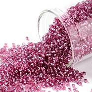 TOHO Round Seed Beads, Japanese Seed Beads, (2218) Silver Lined Mauve, 15/0, 1.5mm, Hole: 0.7mm, about 15000pcs/50g(SEED-XTR15-2218)