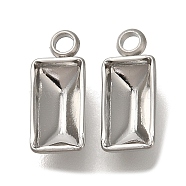 304 Stainless Steel Pendant Cabochon Settings, Rectangle, Stainless Steel Color, Tray: 8x4mm, 12x5x3mm, Hole: 1.4mm(STAS-I310-24P)