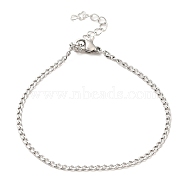304 Stainless Steel Bracelet, Curb Chains, Stainless Steel Color, 17x0.2cm(STAS-D084-33P)