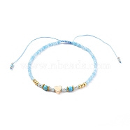 Adjustable Nylon Cord Braided Bead Bracelets, with Glass Seed Beads, Brass Heart Beads, Alloy Spacer Beads and Natural Howlite Beads, Inner Diameter: 2-1/8~3-7/8 inch(5.5~9.8cm)(BJEW-JB05688-04)