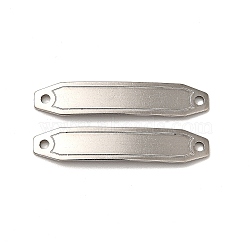 201 Stainless Steel Connector Charms, Curved Hexagon Links, Stainless Steel Color, 30x6x0.8mm, Hole: 1.4mm(STAS-D244-22P)