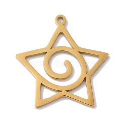 304 Stainless Steel Pendants, Laser Cut, Star Charm, Real 18K Gold Plated, 21x20x1mm, Hole: 1mm(STAS-U010-05G)