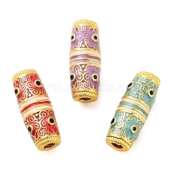 Alloy Enamel Beads, Column, Golden, Mixed Color, 17x7mm, Hole: 2mm(ENAM-M008-08G)