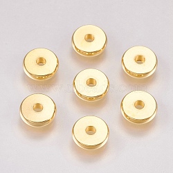 201 Stainless Steel Spacer Beads, Flat Round, Real 18k Gold Plated, 8x2mm, Hole: 2mm(STAS-G173-02G)