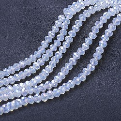 Electroplate Glass Beads Strands, Imitation Jade Beads, AB Color Plated, Faceted, Rondelle, Mint Cream, 2x1.5mm, Hole: 0.4mm; about 195pcs/strand, 11 inch(27.5cm).(EGLA-A034-J1mm-B06)
