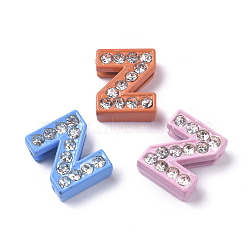 Alloy Rhinestone Slide Charms, Spray Painted Letter Beads, for Personalized Jewelry Bracelet, Letter.Z, 12x10x4.5mm, Hole: 8x1.5mm(PALLOY-WH0070-22Z)