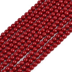 Synthetic Coral Beads Strands, Round, FireBrick, 5mm, Hole: 0.8mm, about 83pcs/strand, 15.55''(39.5cm)(CORA-M003-03A)