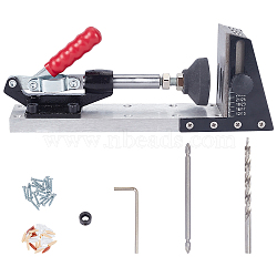 Plastic Woodworking Positioner, for Wood Punching, with Steel Electric Drills, Drill Center for Dowel, Drill Bits, Hexagon Wrench, Dowel, Wood Dowel Pins, Black, 27.5x6x10cm, Hole:4/9(TOOL-WH0130-08)