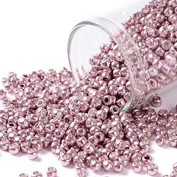 TOHO Round Seed Beads, Japanese Seed Beads, (571) Galvanized Rose Gold, 8/0, 3mm, Hole: 1mm, about 222pcs/10g