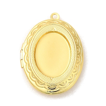 Rack Plating Brass Locket Pendants, Cabochon Settings, Long-Lasting Plated, Oval Charm, Real 18K Gold Plated, 33.5x24x5mm, Inner Diameter: 23.5x16mm