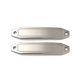 201 Stainless Steel Connector Charms, Curved Hexagon Links, Stainless Steel Color, 30x6x0.8mm, Hole: 1.4mm