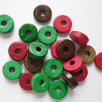 Round Buttons with Single Hole, Coconut Button, Mixed Color, 10mm in diameter