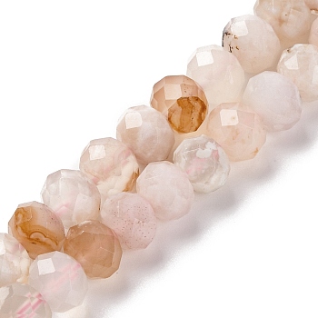 Natural Cherry Blossom Agate Beads Strands, Faceted, Rondelle, 9x7mm, Hole: 1mm, about 53pcs/strand, 15.35''(39cm)