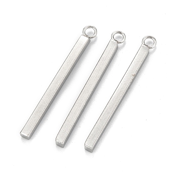 304 Stainless Steel Pendants, Cuboid, Stainless Steel Color, 28x3x2mm, Hole: 1.8mm