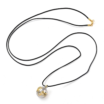 Alloy Pendants Necklace, Lute Ball with Word Mom, Platinum & Golden, 45.67 inch(116cm)