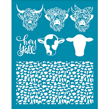 Silk Screen Printing Stencil, for Painting on Wood, DIY Decoration T-Shirt Fabric, Cattle, 100x127mm