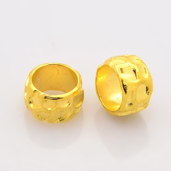 Rondelle Tibetan Style Alloy Beads, Lead Free & Nickel Free & Cadmium Free, Large Hole Beads, Golden, 13x8mm, Hole: 10mm.