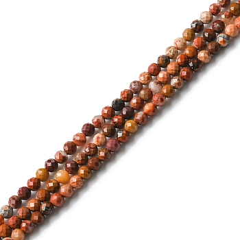 Natural Red Rainbow Jasper Beads Strands, Faceted Round, 2mm, Hole: 0.1mm, about 166~180pcs/strand, 15.04''~15.16''(38.2~38.5cm)