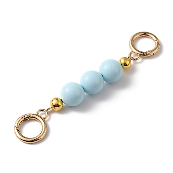 ABS Plastic Beaded Bag Straps, Purse Strap Extender, with Alloy Spring Gate Clasps, Light Blue, 14x1.75cm