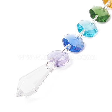 Galvanoplastie octogone perles de verre pendentif décorations(HJEW-JM00737)-4