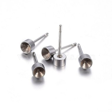 Stainless Steel Color Flat Round Stainless Steel Earring Settings