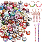 DIY European Beads Kits, including Resin European Beads, Polymer Clay Rhinestone European Beads, Mixed Color, 11~14x7~9mm, Hole: 5mm, 120pcs/set(DIY-SC0034-16)