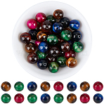 40Pcs Natural Tiger Eye Beads, Round, Mixed Dyed and Undyed, Mixed Color, 10mm, Hole: 1mm, about 38pcs/strand, 14.96 inch(38cm)(G-PA0002-48)
