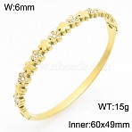 304 Stainless Steel & Crystal Rhinestone Hinged Bangles for Women, Golden, Flower, Inner Diameter: 2.36 inch(6cm)(WGC712A-03)
