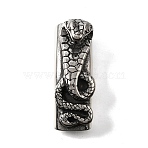 304 Stainless Steel Slide Charms, For Leather Cord Bracelets Making, Rectangle, Antique Silver, Snake, 44.5x16.5x22mm, Hole: 12x6.5mm(STAS-F356-15AS-02)