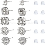 5 Pairs 5 Styles Brass Stud Earring Findings, 6 Claws Blank Earring Post, with Plastic Ear Nuts, Mixed Shapes, 7.5x5mm, Pin: 12mm, 1 pair(FIND-HS0001-12)